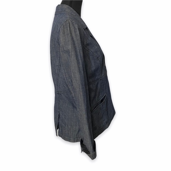 J. Jill Blazer Women's Size 12 100% Cotton Blue Fitted - Picture 3 of 5